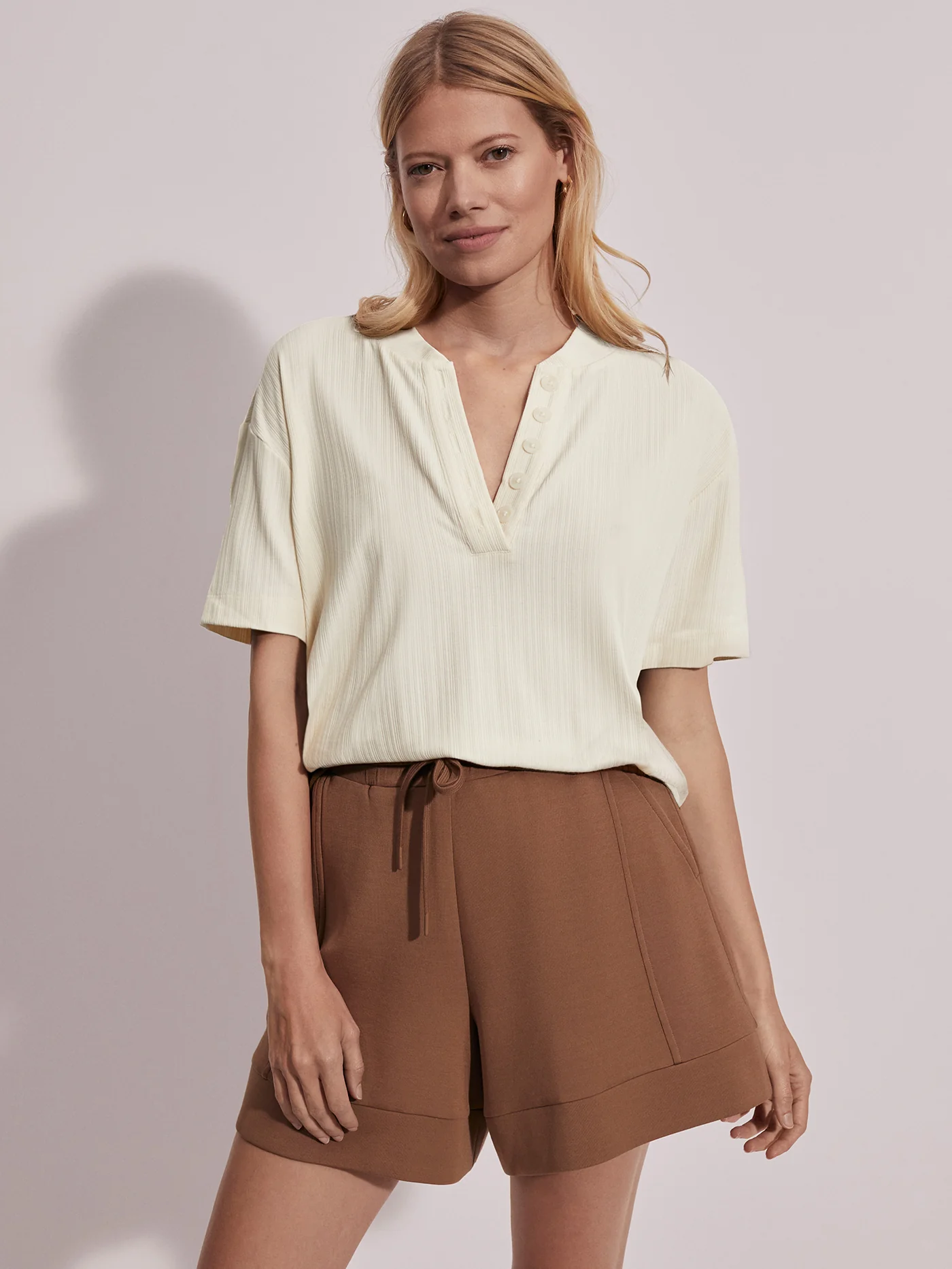 Kasey Mock Placket Rib Tee - Image 5